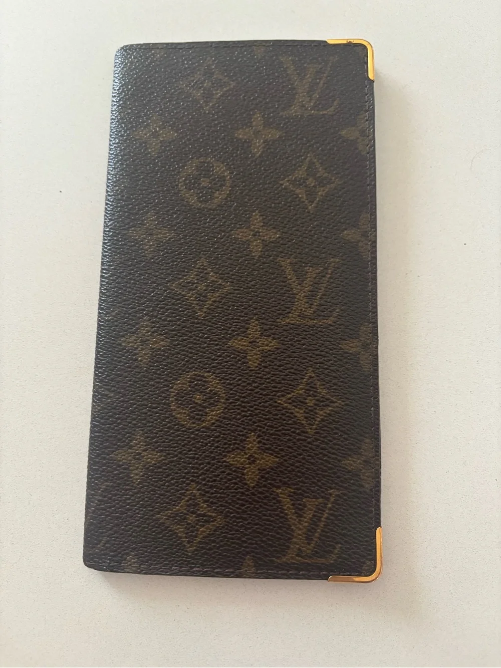 Louis Vuitton Monogram Wallet Organizer Brown with Gold-Tone Corners Unisex
